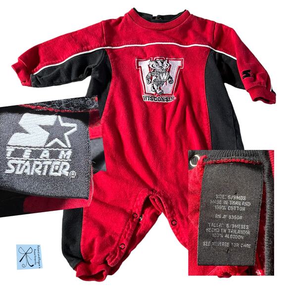 Starter Team Wisconsin Badgers W Bodysuit Baby Sz 6/9 Months - Picture 1 of 5